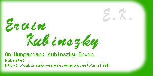 ervin kubinszky business card